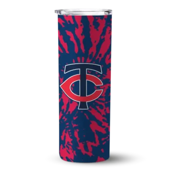 personalized minnesota twins metallic grid navy skinny tumbler best selling.webp
