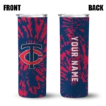 personalized minnesota twins metallic grid navy skinny tumbler best selling.webp