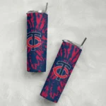 personalized minnesota twins metallic grid navy skinny tumbler best selling.webp