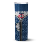 personalized minnesota twins sparkle drip navy skinny tumbler best selling.webp