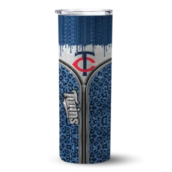 personalized minnesota twins sparkle drip navy skinny tumbler best selling.webp