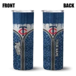 personalized minnesota twins sparkle drip navy skinny tumbler best selling.webp