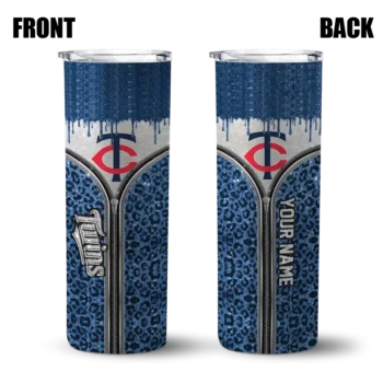 personalized minnesota twins sparkle drip navy skinny tumbler fashion forward.webp
