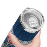 personalized minnesota twins sparkle drip navy skinny tumbler best selling.webp