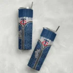 personalized minnesota twins sparkle drip navy skinny tumbler best selling.webp