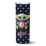 personalized minnesota twins yoda cozy navy black skinny tumbler best selling.webp