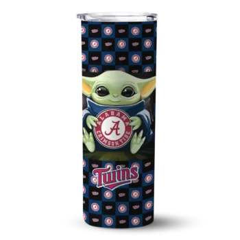 personalized minnesota twins yoda cozy navy black skinny tumbler best selling.webp