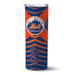 personalized new york mets camo texture blue skinny tumbler best selling.webp