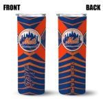 personalized new york mets camo texture blue skinny tumbler best selling.webp
