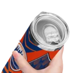 personalized new york mets camo texture blue skinny tumbler best selling.webp