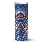 personalized new york mets monogram burst blue white skinny tumbler best selling.webp