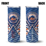 personalized new york mets monogram burst blue white skinny tumbler best selling.webp