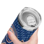 personalized new york mets monogram burst blue white skinny tumbler best selling.webp