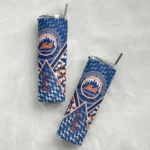 personalized new york mets monogram burst blue white skinny tumbler best selling.webp