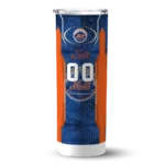 personalized new york mets stacked diamond blue skinny tumbler best selling.webp