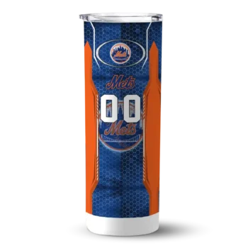personalized new york mets stacked diamond blue skinny tumbler best selling.webp