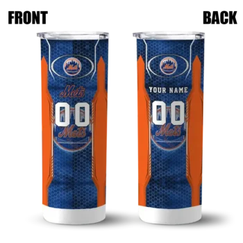 personalized new york mets stacked diamond blue skinny tumbler fashion forward.webp