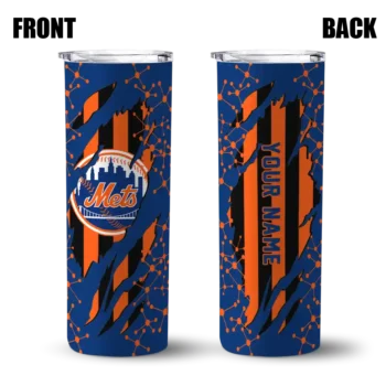 personalized new york mets star pop blue black skinny tumbler fashion forward.webp