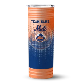 personalized new york mets swirl texture blue skinny tumbler best selling.webp