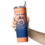personalized new york mets swirl texture blue skinny tumbler best selling.webp
