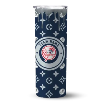 personalized new york yankees camo streak navy skinny tumbler best selling.webp