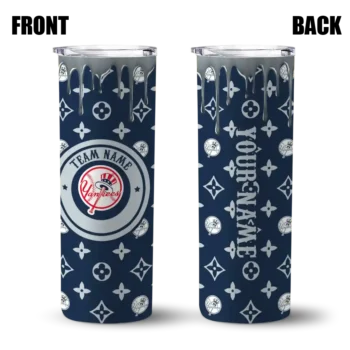personalized new york yankees camo streak navy skinny tumbler fashion forward.webp