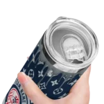 personalized new york yankees camo streak navy skinny tumbler best selling.webp