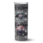 personalized new york yankees chevron v navy gray skinny tumbler best selling.webp