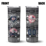 personalized new york yankees chevron v navy gray skinny tumbler best selling.webp
