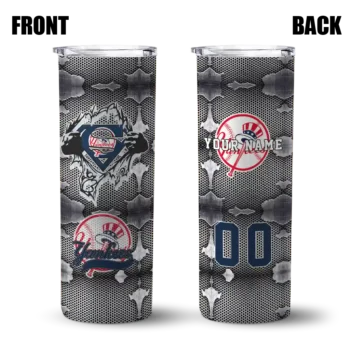 personalized new york yankees chevron v navy gray skinny tumbler fashion forward.webp