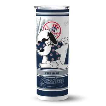 personalized new york yankees snoopy dog navy white skinny tumbler best selling.webp