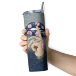 personalized new york yankees sparkle lips navy skinny tumbler best selling.webp