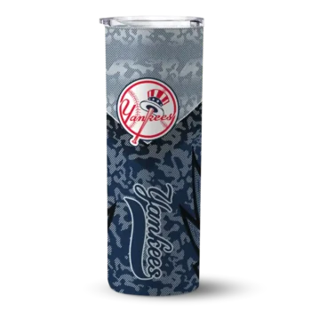 personalized new york yankees spiral burst print navy skinny tumbler best selling.webp