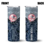 personalized new york yankees spiral burst print navy skinny tumbler best selling.webp