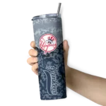 personalized new york yankees spiral burst print navy skinny tumbler best selling.webp