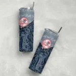 personalized new york yankees spiral burst print navy skinny tumbler best selling.webp