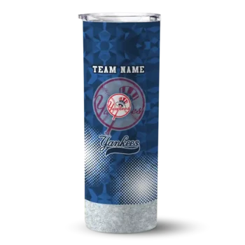 personalized new york yankees starburst tiles navy skinny tumbler best selling.webp