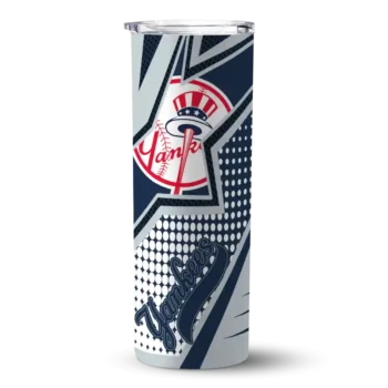 personalized new york yankees web stripes navy white skinny tumbler best selling.webp