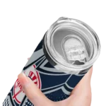 personalized new york yankees web stripes navy white skinny tumbler best selling.webp