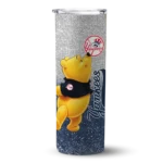 personalized new york yankees winnie the pooh navy gray skinny tumbler best selling.webp