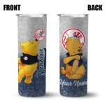 personalized new york yankees winnie the pooh navy gray skinny tumbler best selling.webp