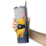 personalized new york yankees winnie the pooh navy gray skinny tumbler best selling.webp