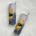 personalized new york yankees winnie the pooh navy gray skinny tumbler best selling.webp