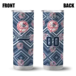 personalized new york yankees zipper leopard navy skinny tumbler best selling.webp