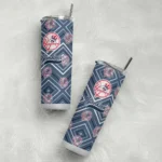 personalized new york yankees zipper leopard navy skinny tumbler best selling.webp