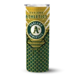 personalized oakland athletics chevron stripes green skinny tumbler best selling.webp
