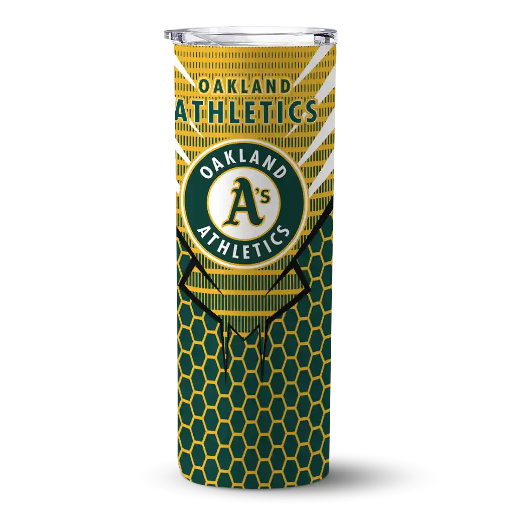 personalized oakland athletics chevron stripes green skinny tumbler best selling.webp personalized oakland athletics chevron stripes green skinny tumbler best selling.webp