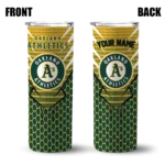 personalized oakland athletics chevron stripes green skinny tumbler best selling.webp