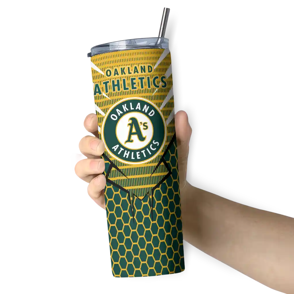 personalized oakland athletics chevron stripes green skinny tumbler premium grade.webp personalized oakland athletics chevron stripes green skinny tumbler premium grade.webp
