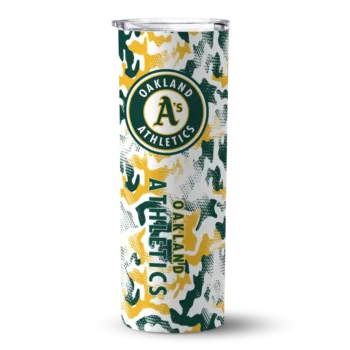 personalized oakland athletics claw marks green white skinny tumbler best selling.webp